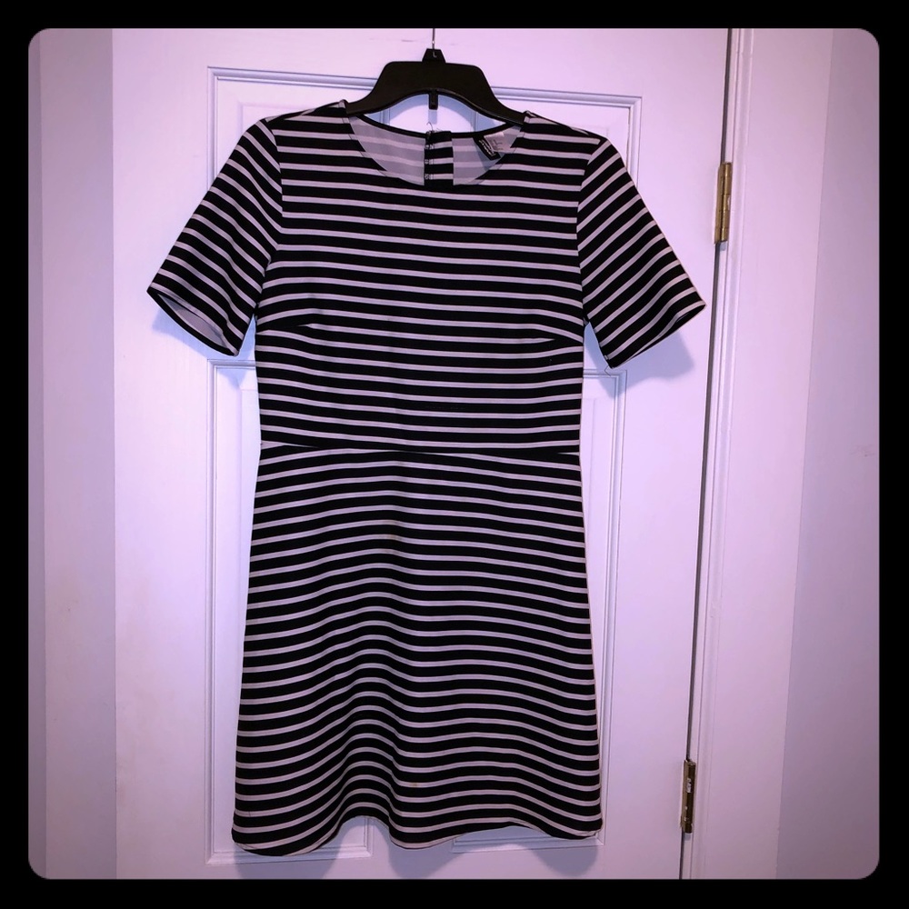 Black and white striped dress